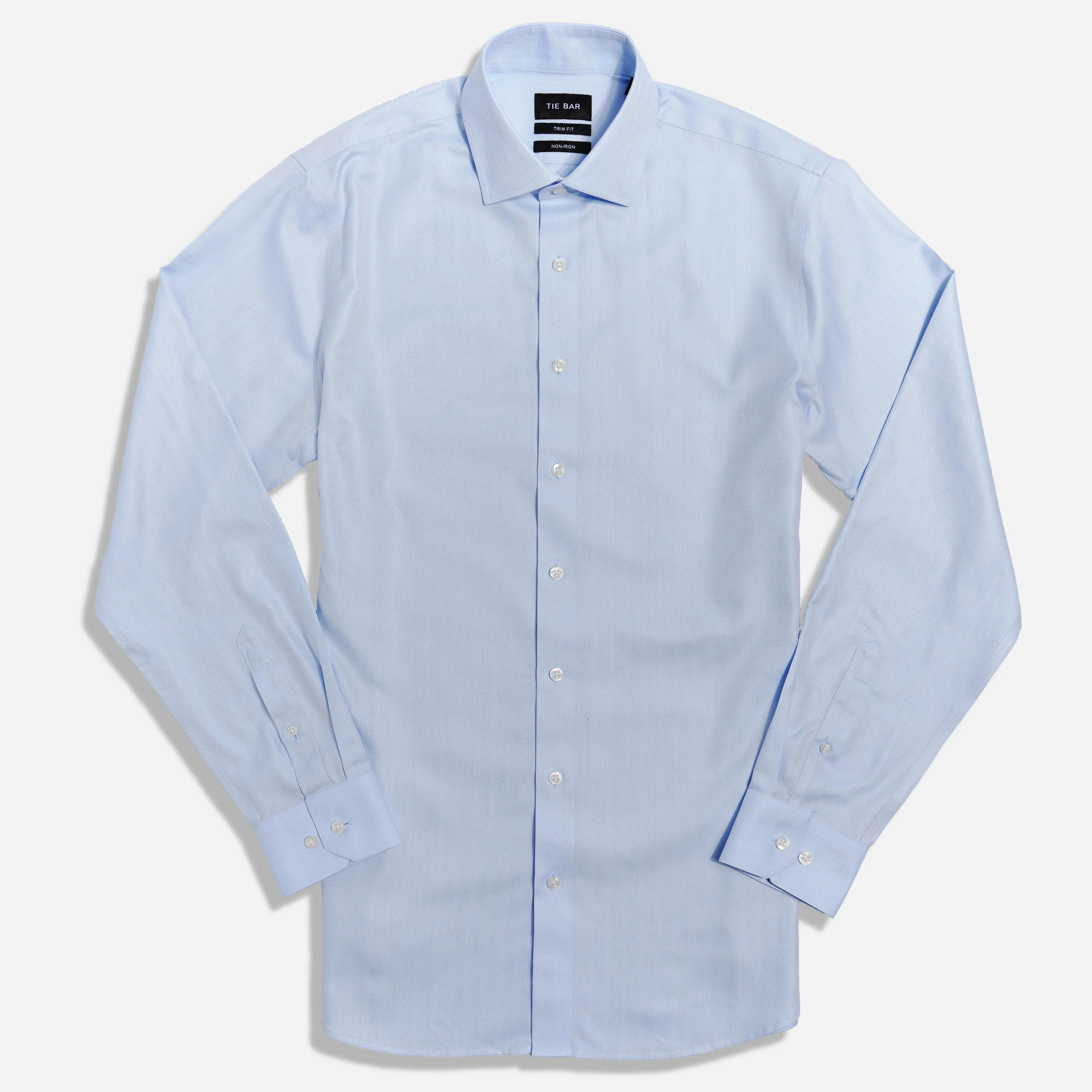 Herringbone Solid Light Blue Non-Iron Dress Shirt