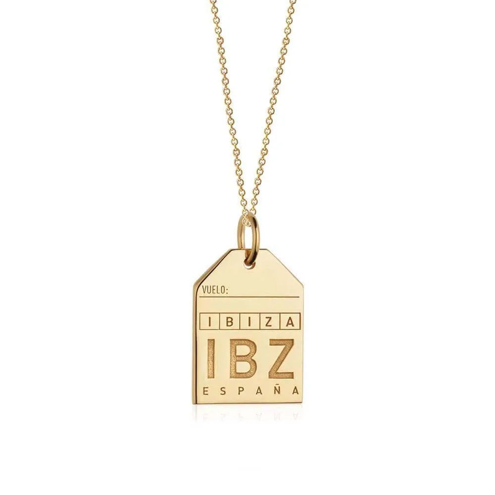 Ibiza Spain IBZ Luggage Tag Charm Gold