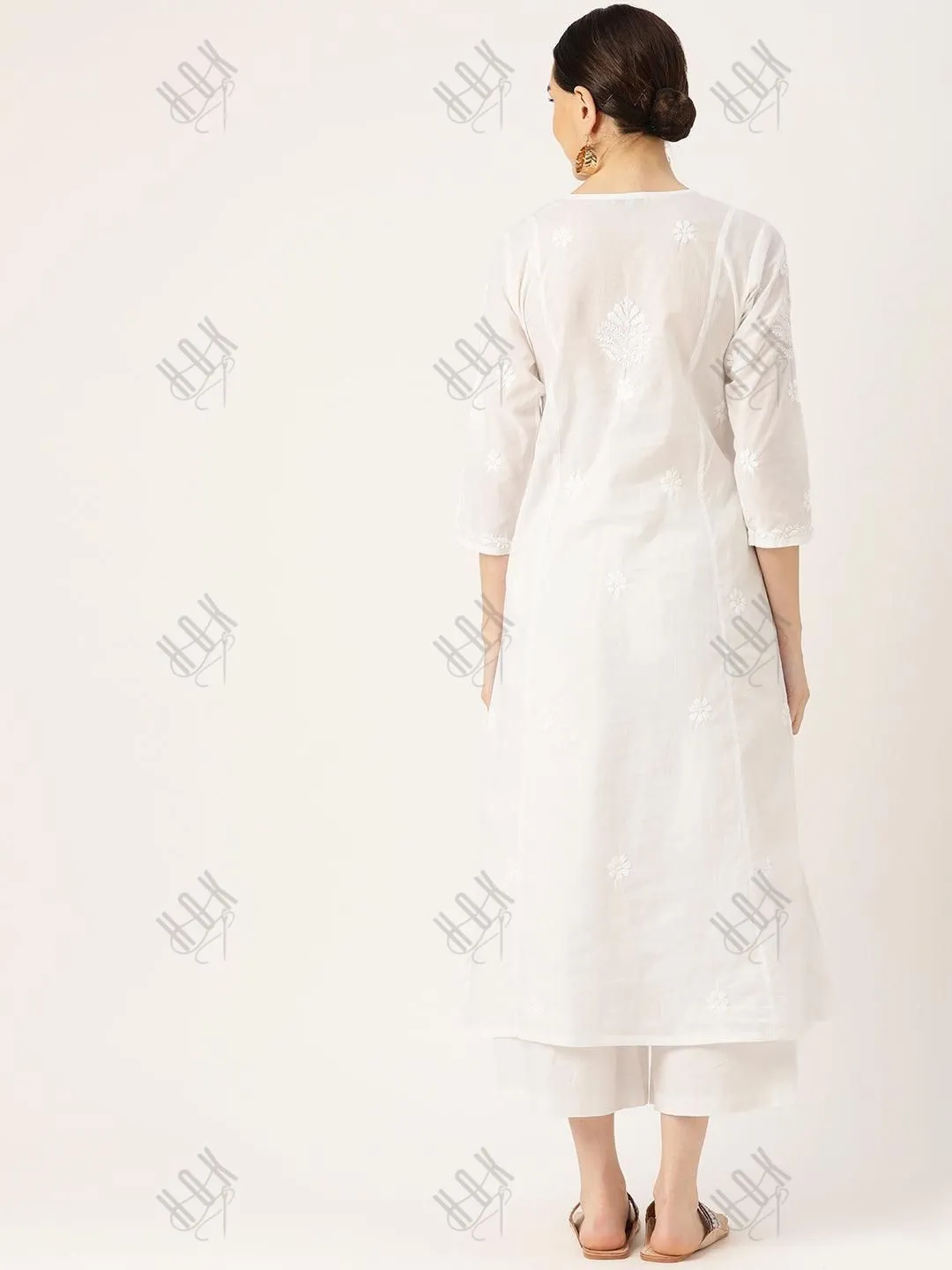 Ishita Dutta in Hand embroidery Chikankari Long Kurta-White