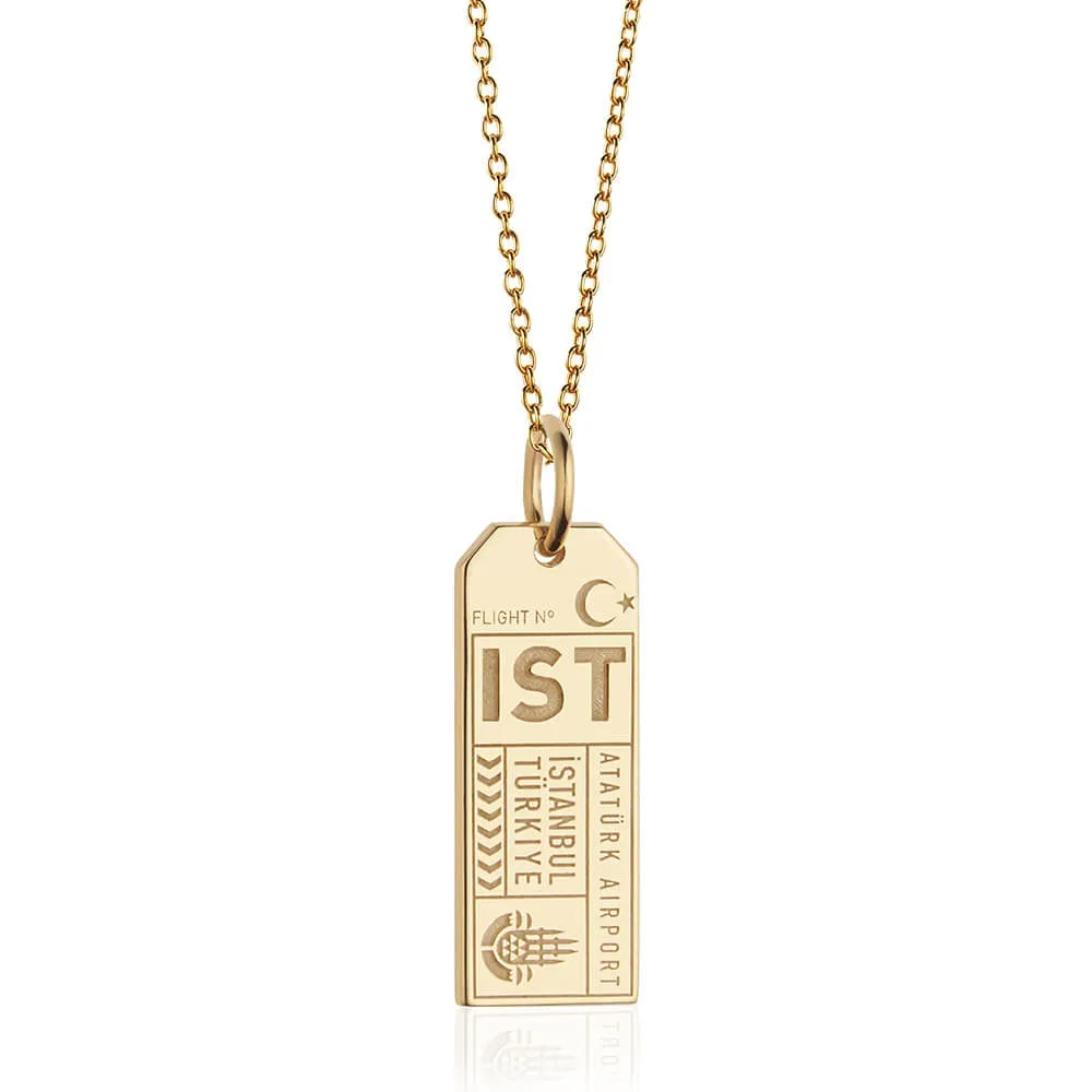 Istanbul Turkey IST Luggage Tag Charm Gold