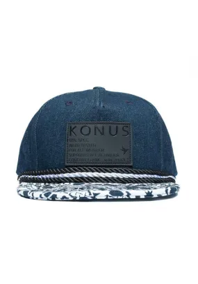 Konus Men's 5 Panel Denim Snapback Navy