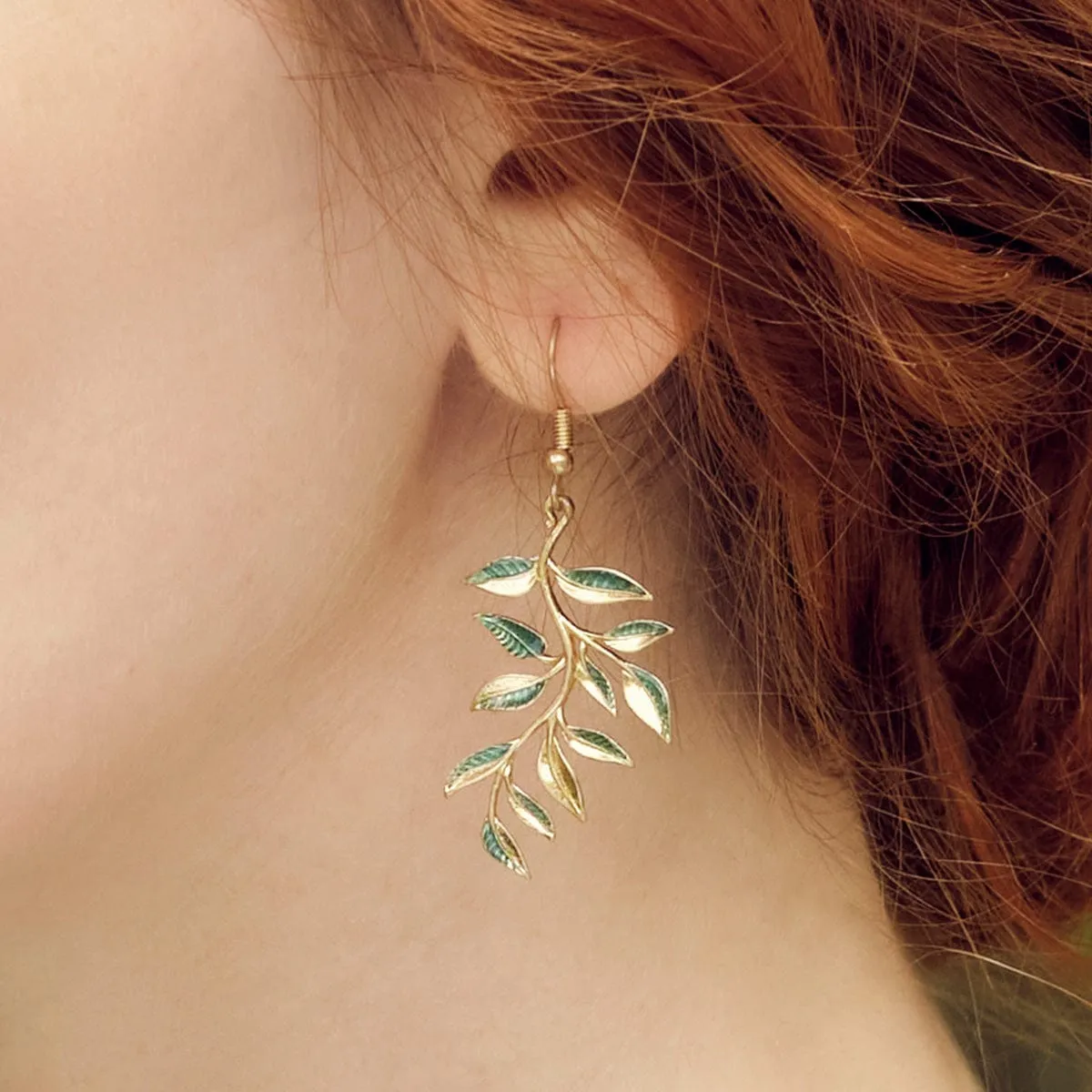 Leaf Drop Earrings: William Morris Inspired Vintage Leaf Drop Earrings