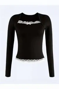 LONG SLEEVE LACE DETAILED BLOUSE