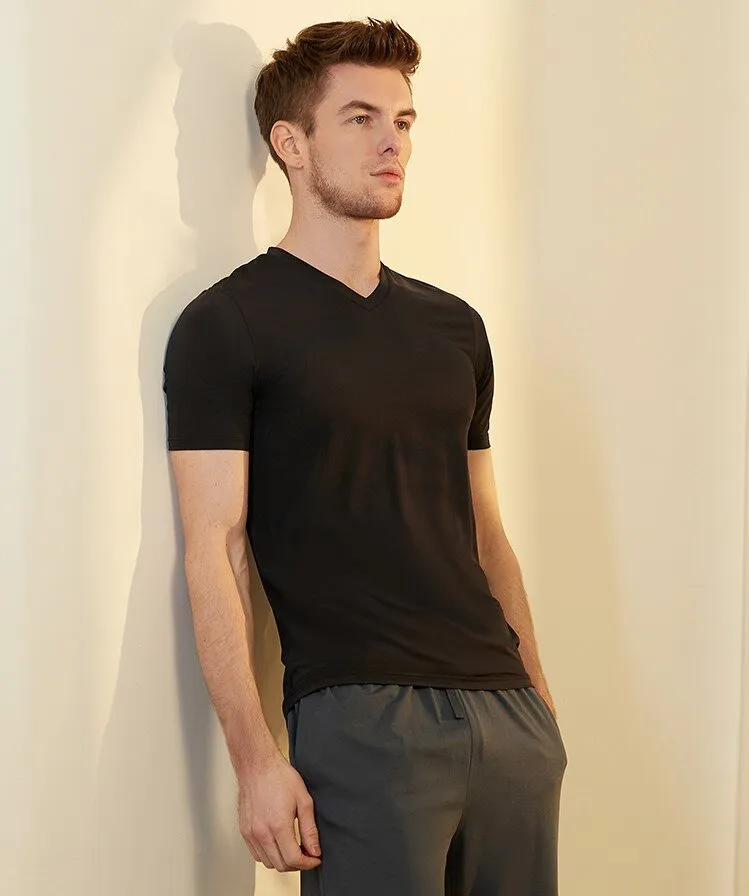 Men's Dry-Fast Polyamide V-Neck Tops T-Shirt (2pcs Pack)