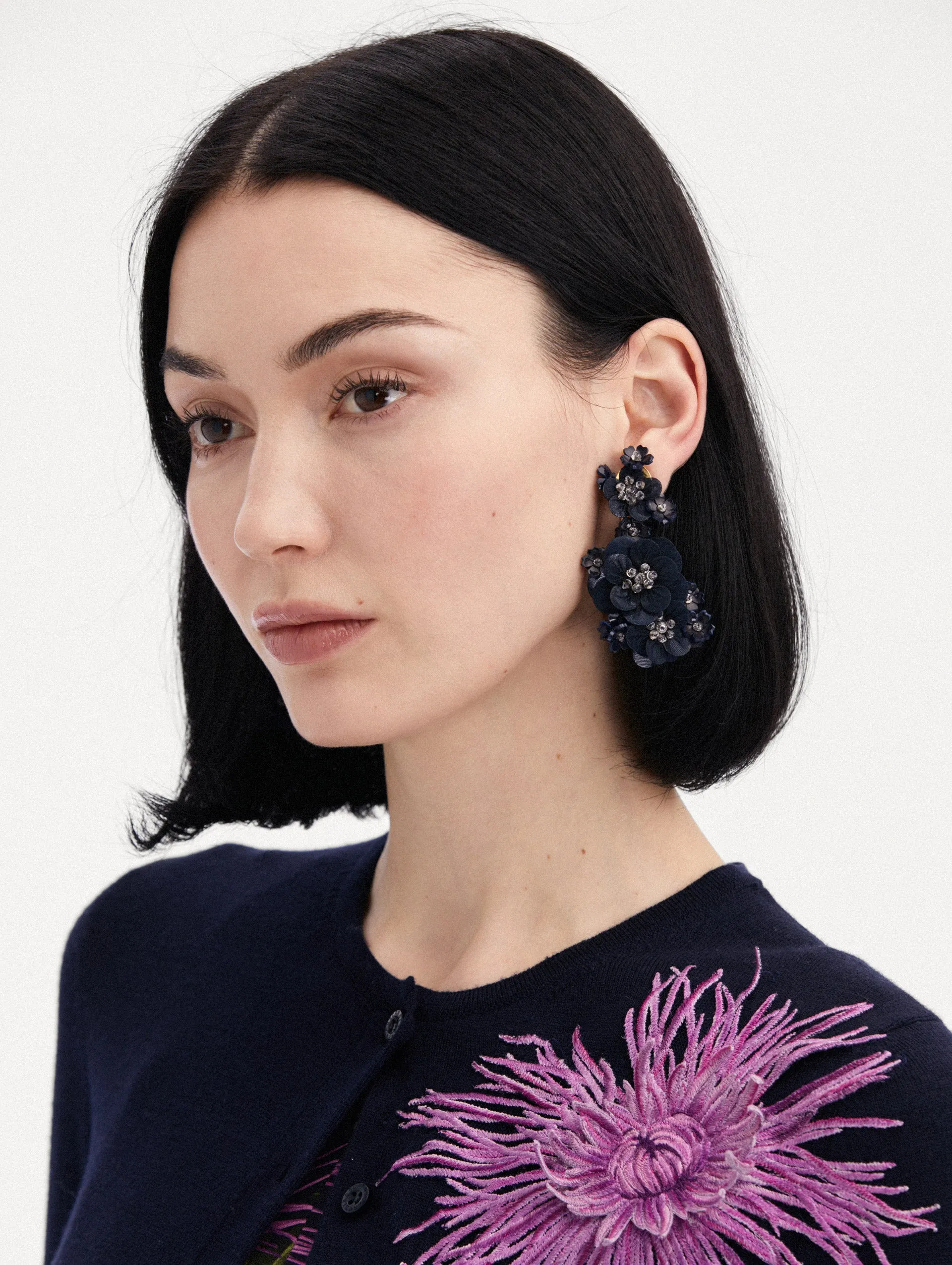 Multi-Flower Sequin Clip-On Earrings