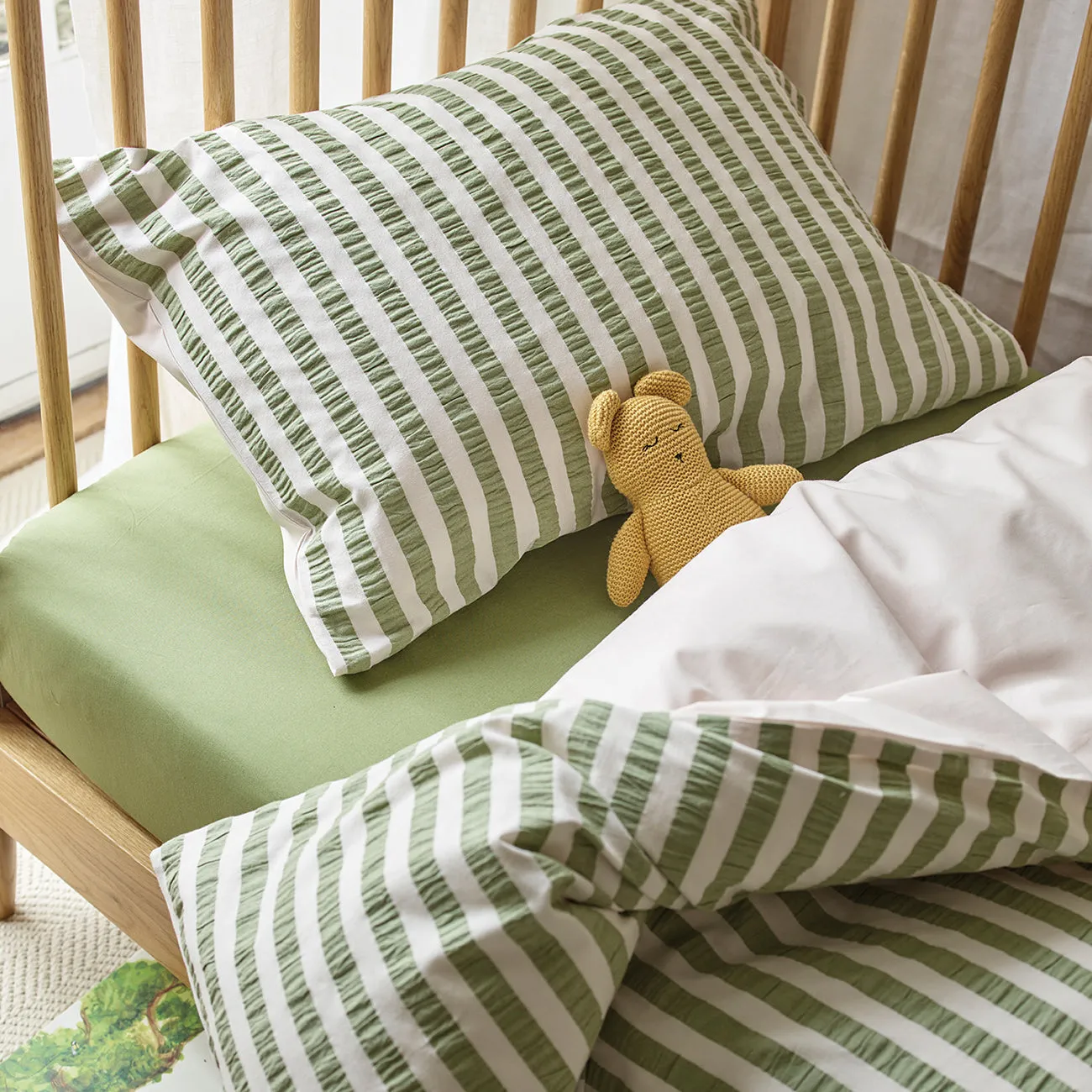 Pear Seersucker Kids Stripe Cotton Bedding Set