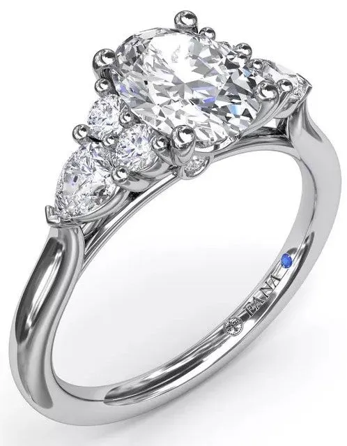 Pear Side Cluster Diamond Engagement Ring