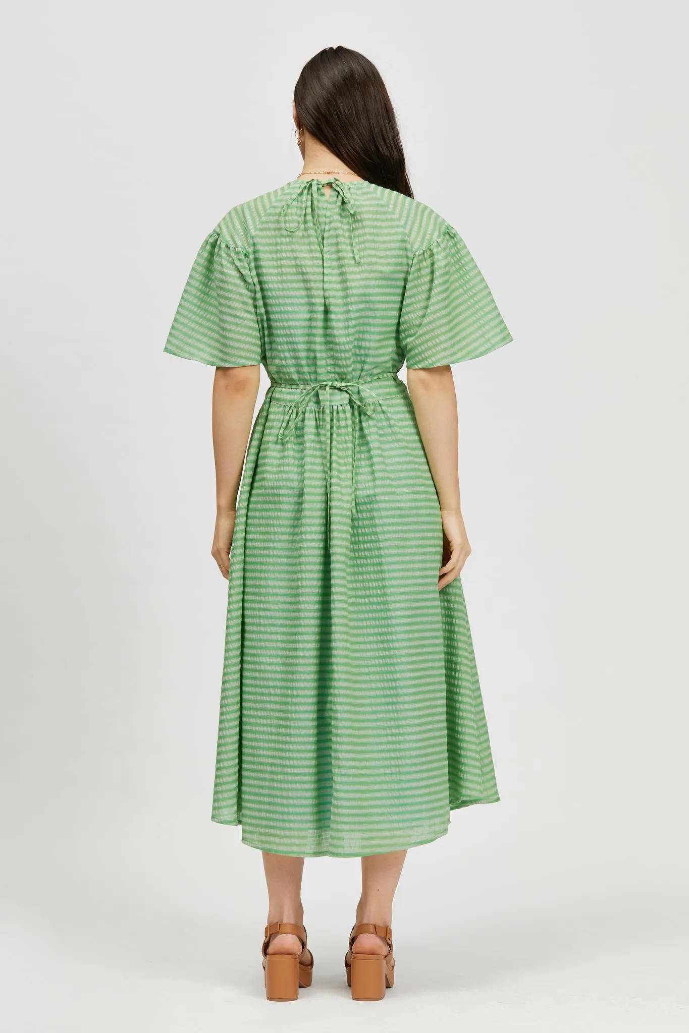 Prazer Dress Green Stripe / Light Blue