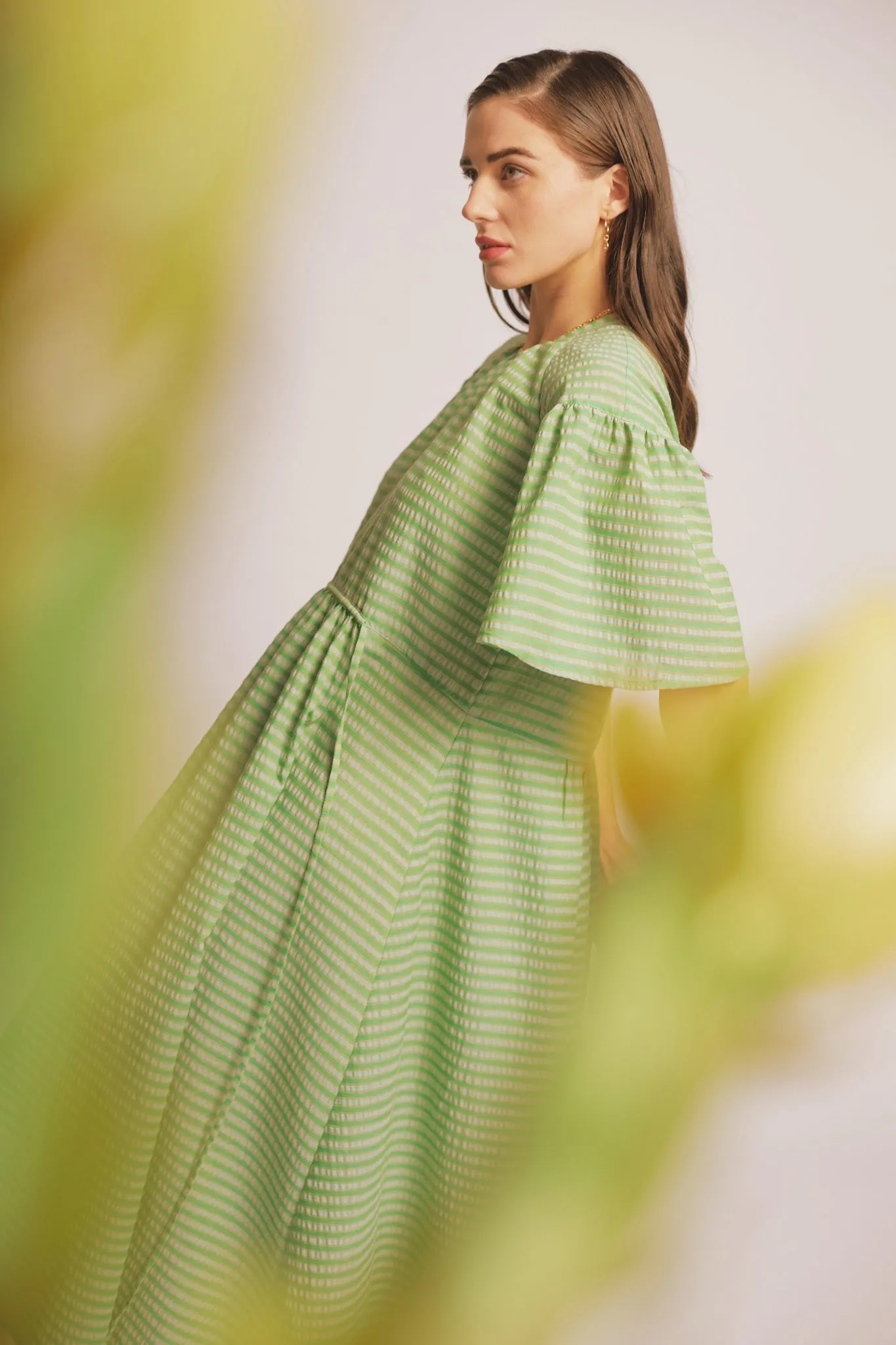 Prazer Dress Green Stripe / Light Blue