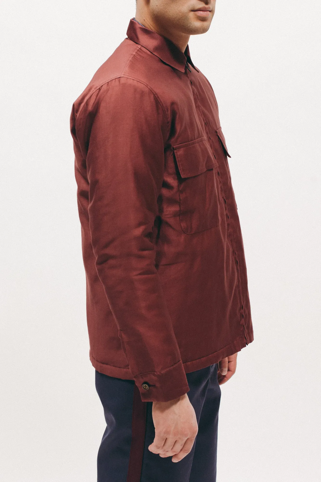 Quilted Moleskin LS Shirt - Burgundy