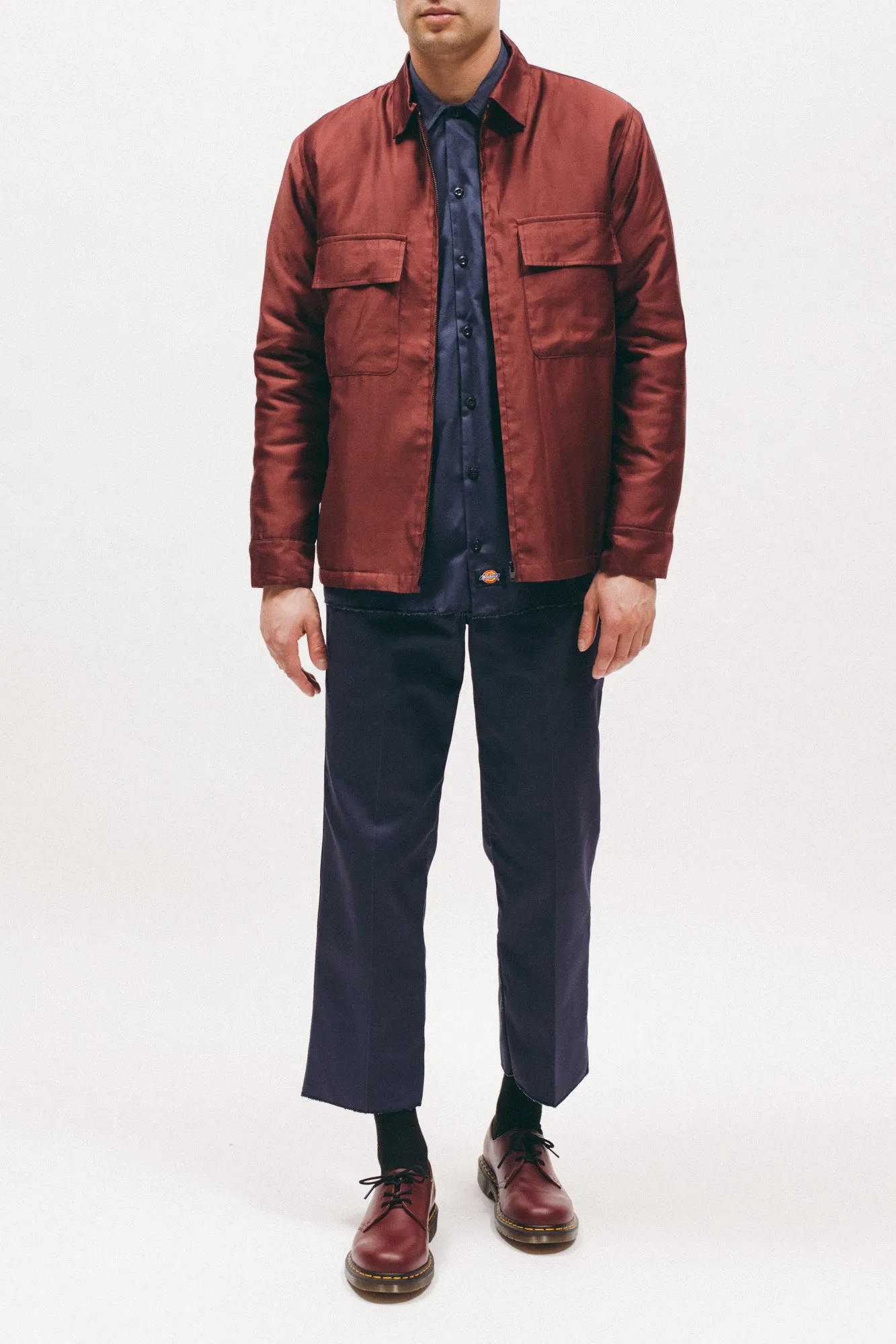 Quilted Moleskin LS Shirt - Burgundy