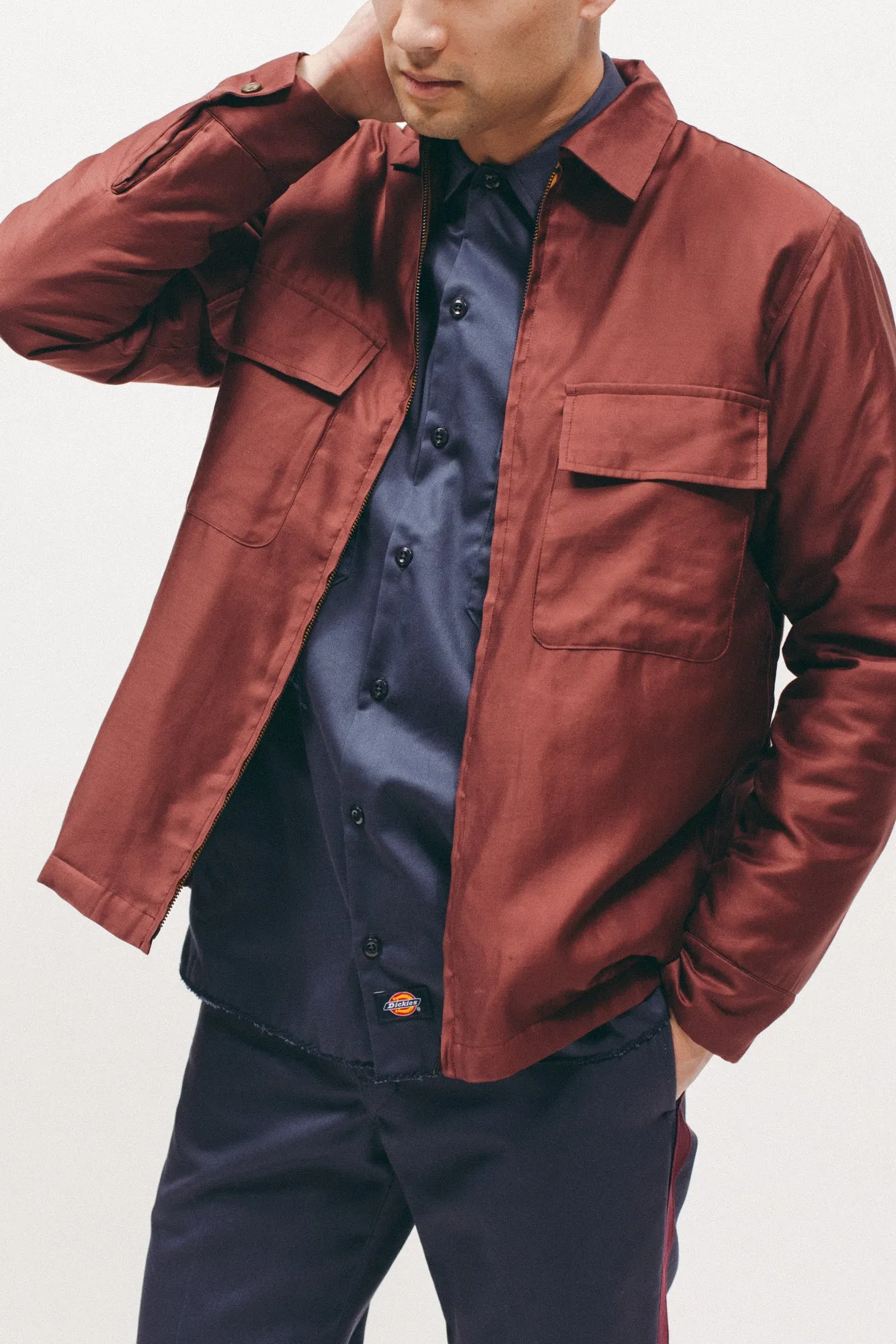 Quilted Moleskin LS Shirt - Burgundy