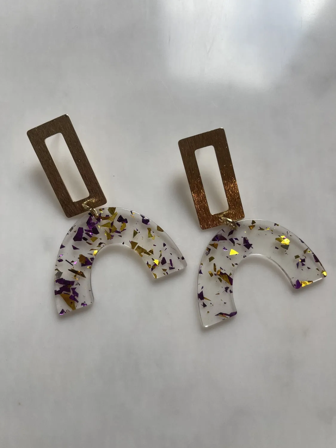 SADIE DROP EARRINGS | PURPLE & GOLD