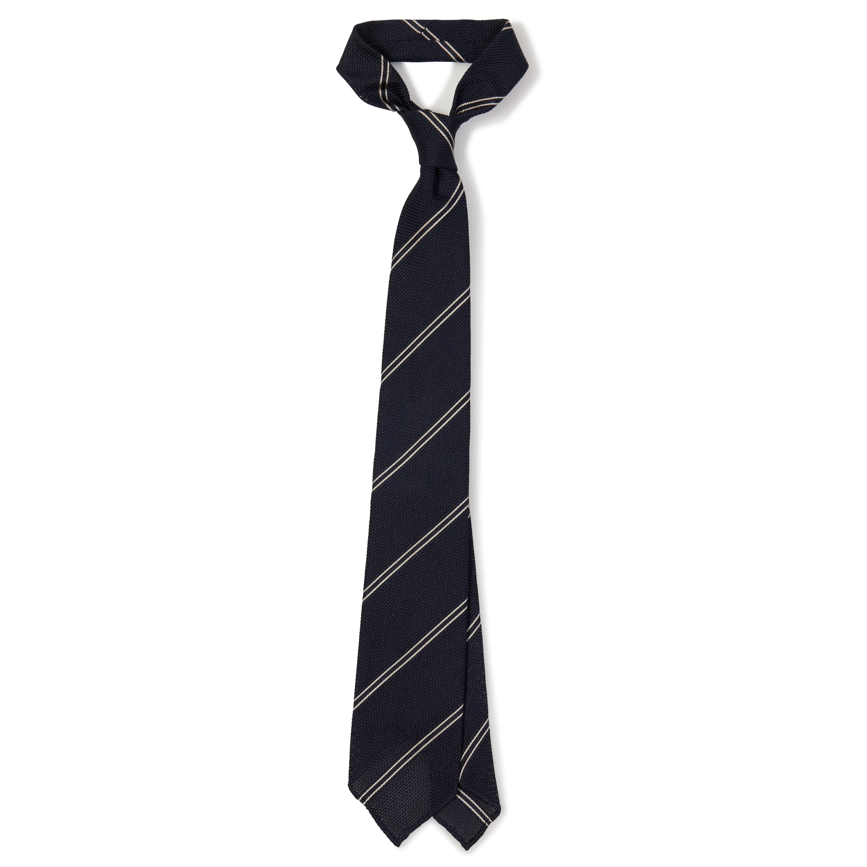 Silk Fina Grenadine Sandwich Stripe Hand-rolled Tie