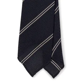 Silk Fina Grenadine Sandwich Stripe Hand-rolled Tie