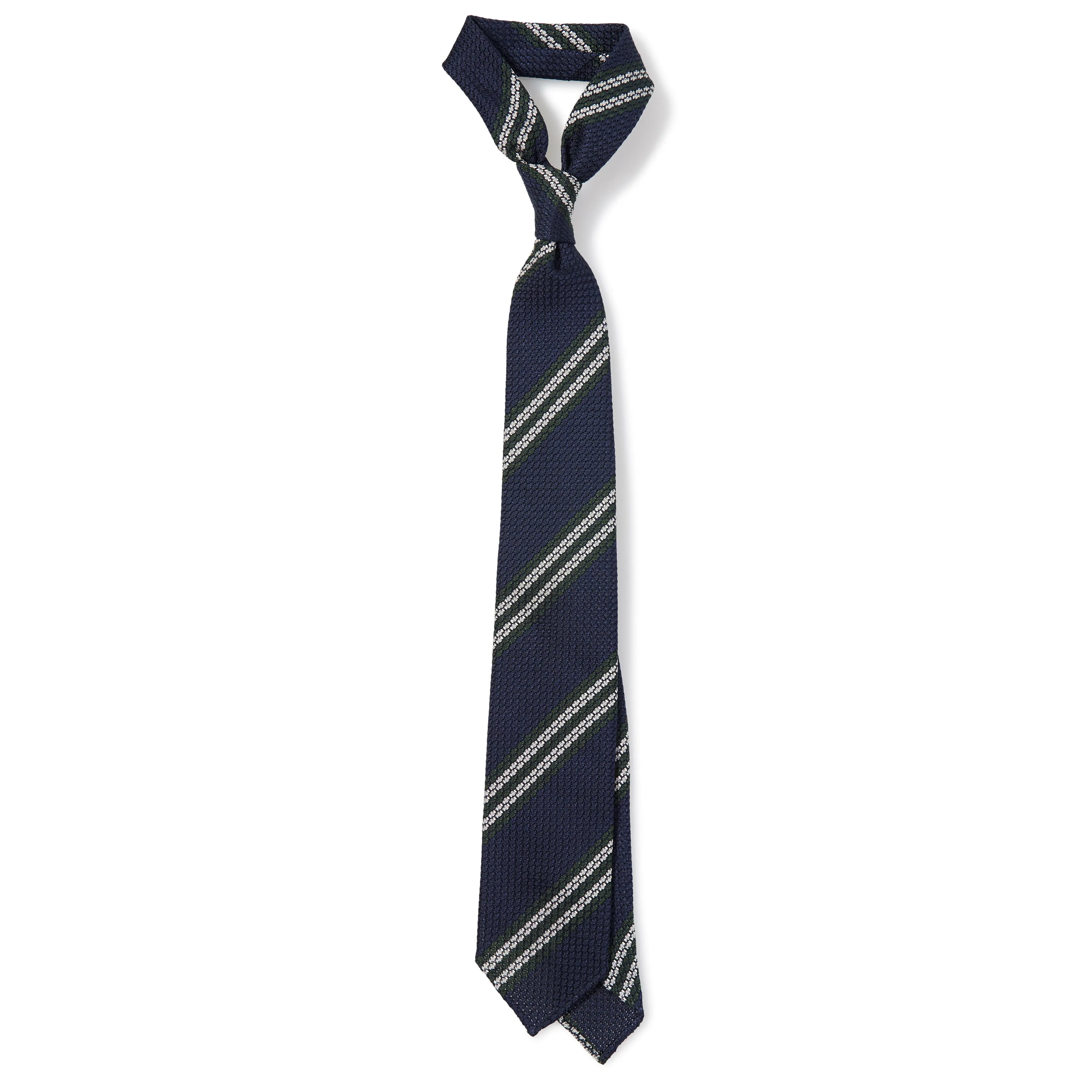 Silk Grossa Grenadine Block Stripe Hand-rolled Tie