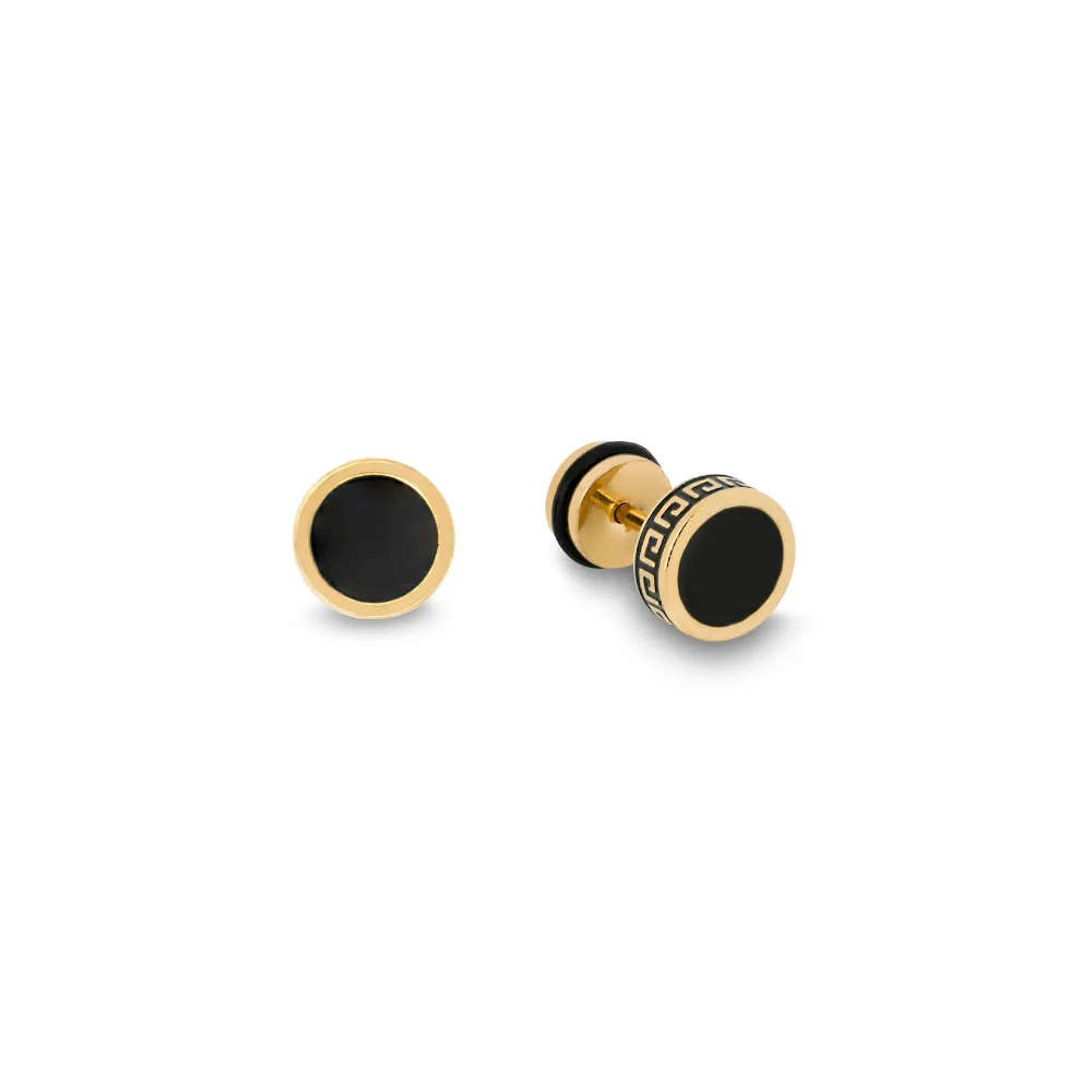 Small Greek Patterned Stud Earring - Gold