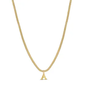 Snake Chain Initial Necklace - Gold