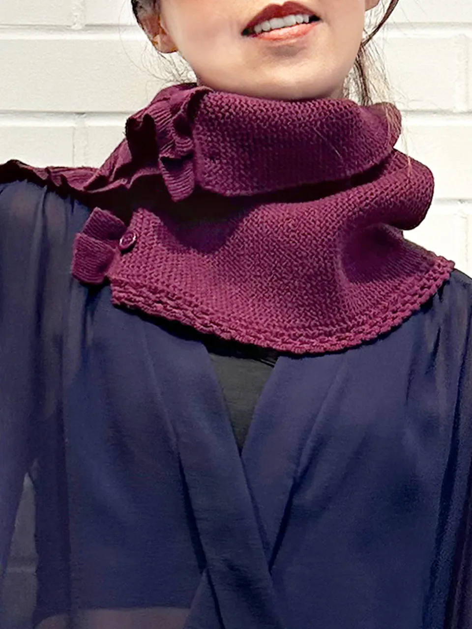 SPECIAL! Mulberry Crochet-Trimmed Ruffle A-lined Neck Warmer