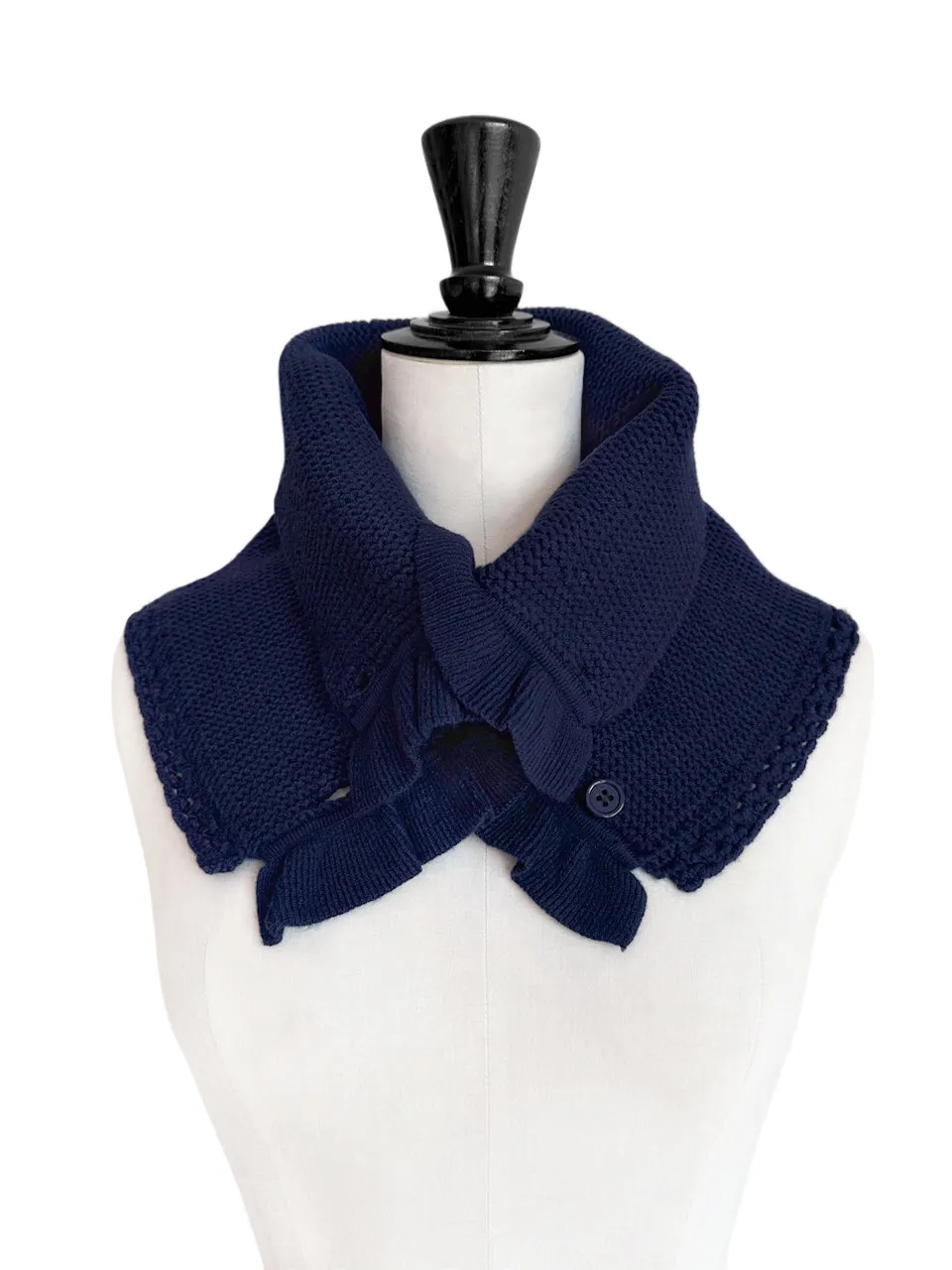 SPECIAL! Navy Crochet-Trimmed Ruffle A-lined Neck Warmer