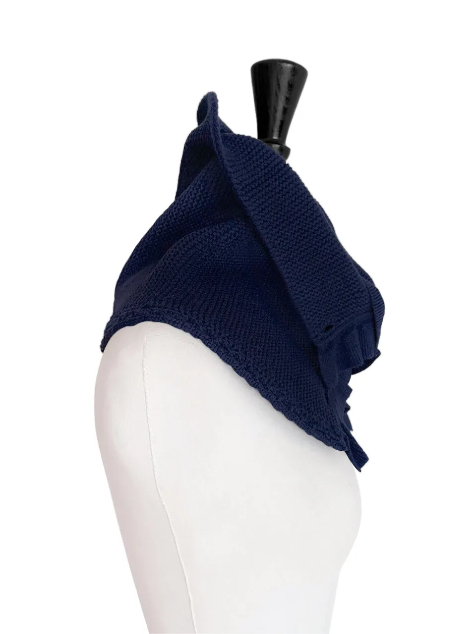 SPECIAL! Navy Crochet-Trimmed Ruffle A-lined Neck Warmer