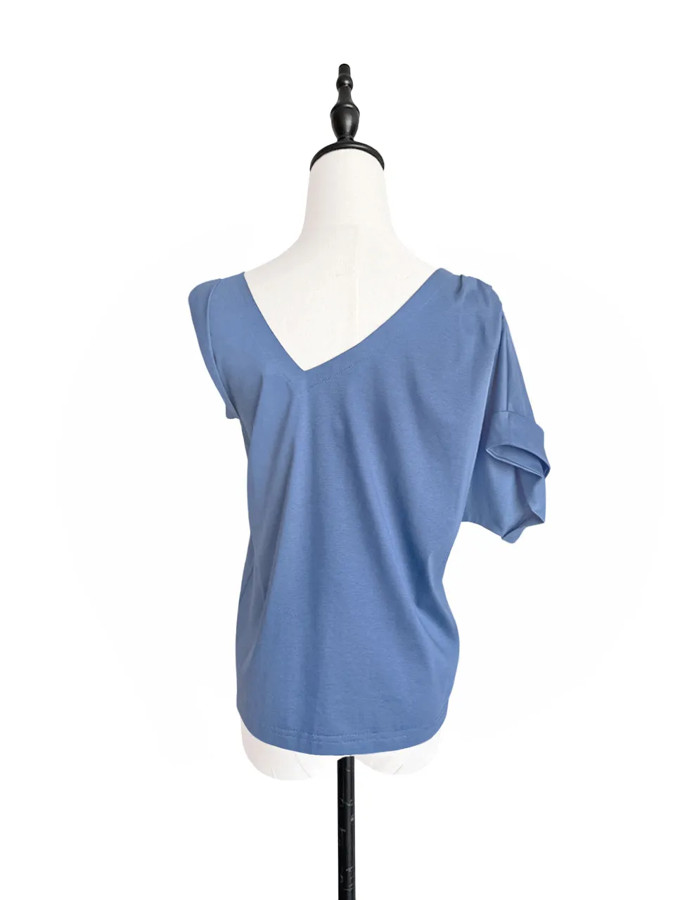 SPECIAL! Persian Blue Asymmetric Neck Roll Sleeve Tee