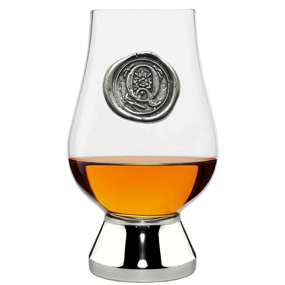 The Glencairn Whisky Glass with Pewter Monogram Initial 200ml