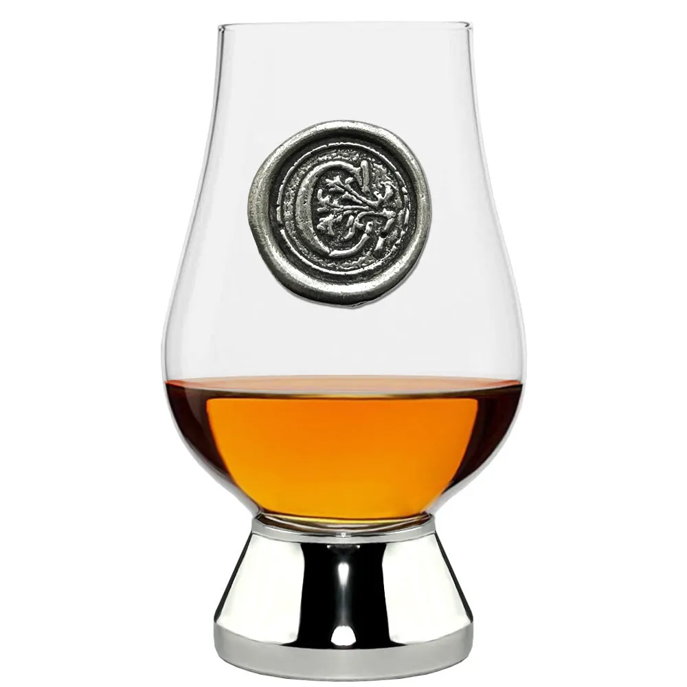 The Glencairn Whisky Glass with Pewter Monogram Initial 200ml