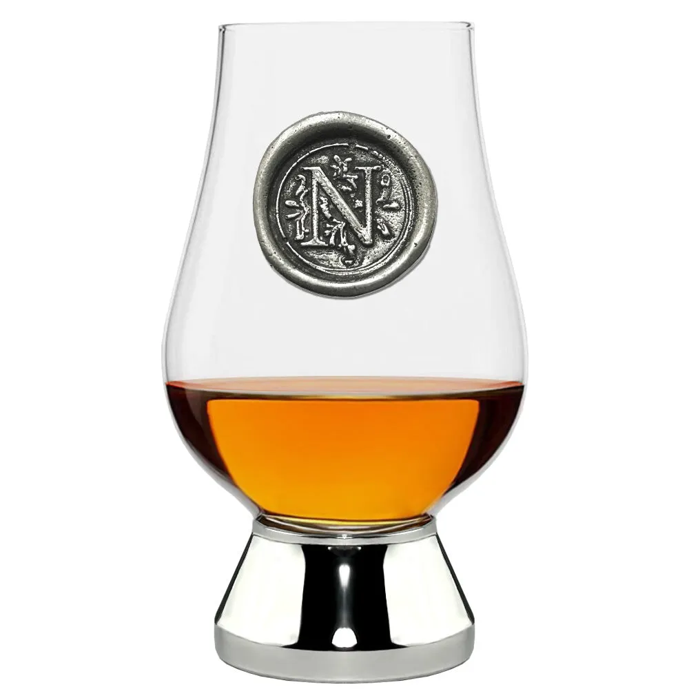 The Glencairn Whisky Glass with Pewter Monogram Initial 200ml