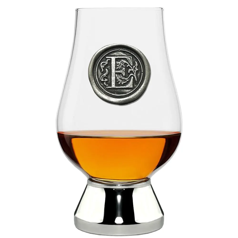 The Glencairn Whisky Glass with Pewter Monogram Initial 200ml