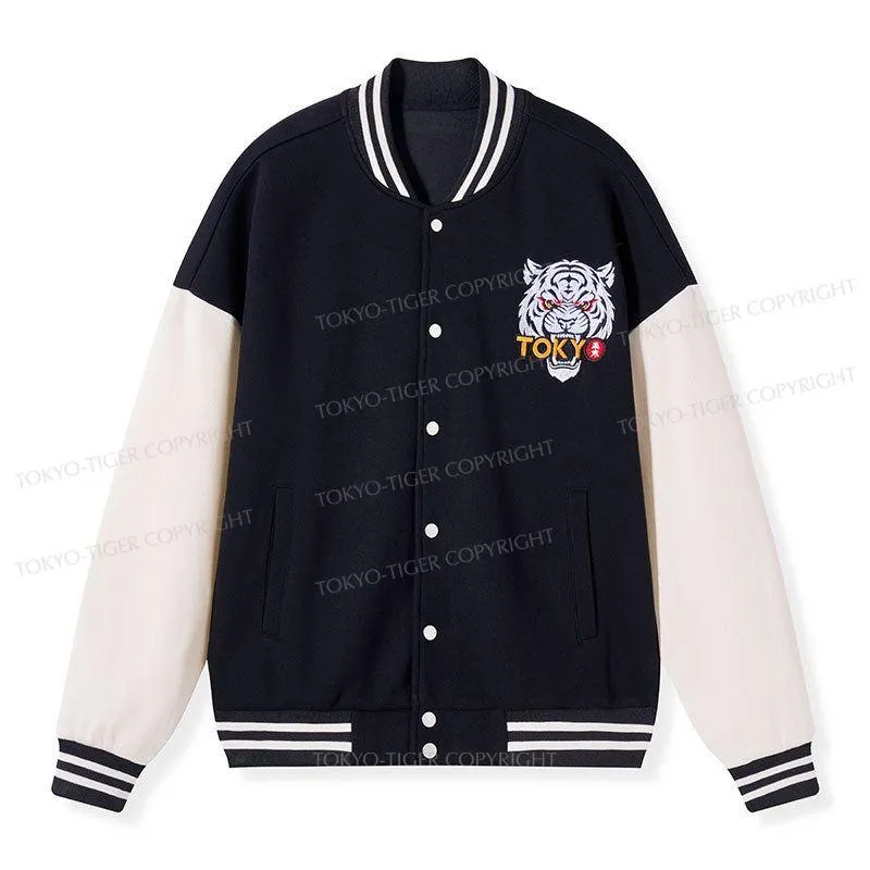 Tokyo-Tiger Disappointed Raccoon Japanese Embroidery Varsity Jacket