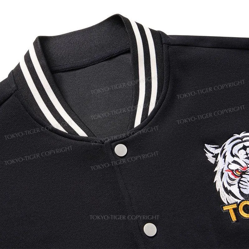 Tokyo-Tiger Disappointed Raccoon Japanese Embroidery Varsity Jacket