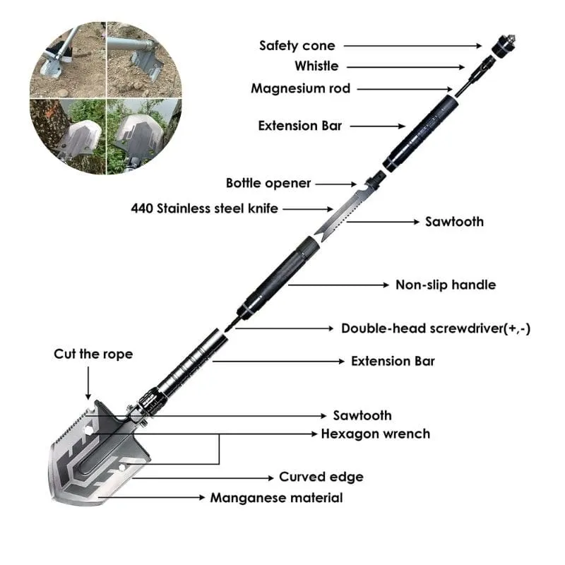 Unbreakable 23-in-1 Tactical Survival Shovel